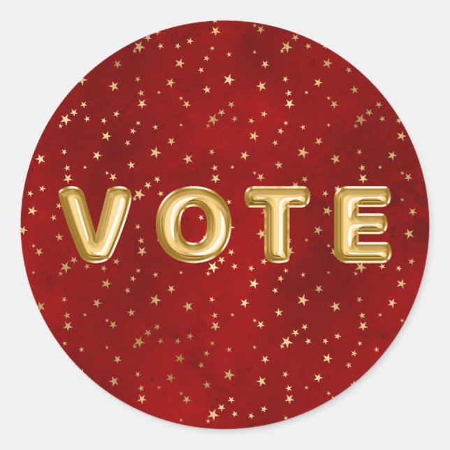 Pegatina Redonda Crimson Nightfall Gold Star Illustration (Anverso)