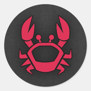 Pegatina Redonda Crimson Red Crab