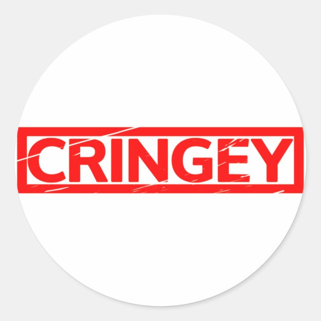 Pegatina Redonda Cringey Stamp (Anverso)