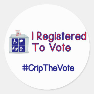 Pegatina Redonda #CripTheVote REGISTRÉ pegatinas (redondos) pequeño