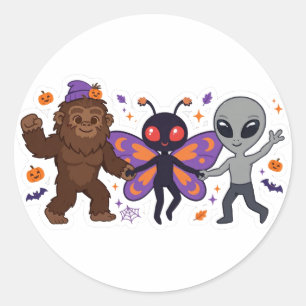 Pegatina Redonda Críptidos Bailando — Set de Stickers Adorables de