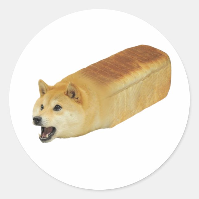 Pegatina Redonda Cripto de pan de pan de dogecoico (Anverso)