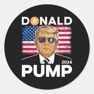 Pegatina Redonda Cripto de Trump 2024, gracioso moneda de Bitcoin