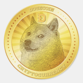 Pegatina Redonda Criptodivisa de la moneda de Dogecoína