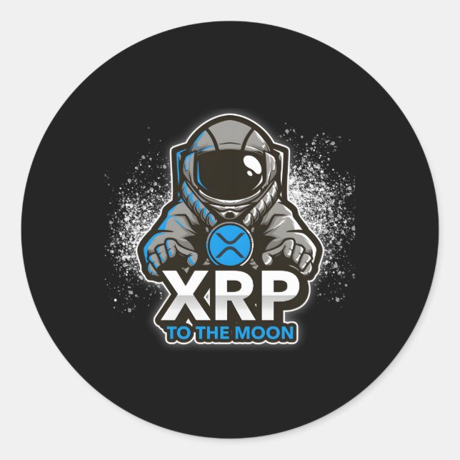 Pegatina Redonda Criptodivisa De Xrp (Anverso)