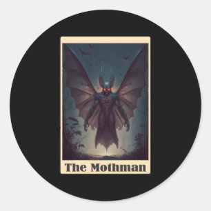 Pegatina Redonda Criptozoología Criptóloga de la tarjeta Moth Tarot
