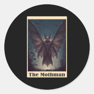 Pegatina Redonda Criptozoología Criptóloga de la tarjeta Moth Tarot
