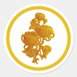 Pegatina Redonda Crisantemo amarillo