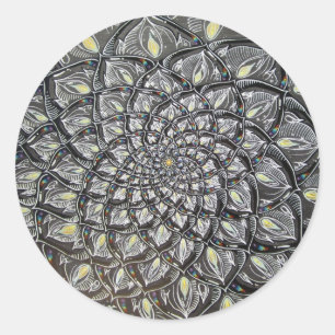 Pegatina Redonda Crisantemo de vidrio