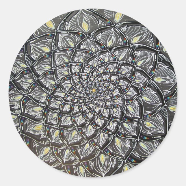 Pegatina Redonda Crisantemo de vidrio (Anverso)