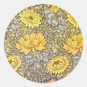 Pegatina Redonda crisantemo por William Morris