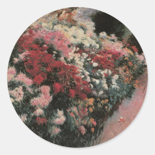 Pegatina Redonda Crisantemos por Dennis Bunker Miller, Arte fino