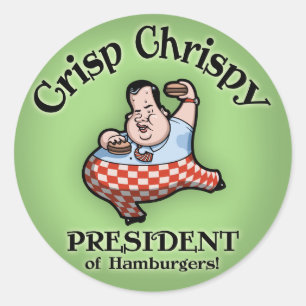Pegatina Redonda Crisp Chrispy Prez de las hamburguesas