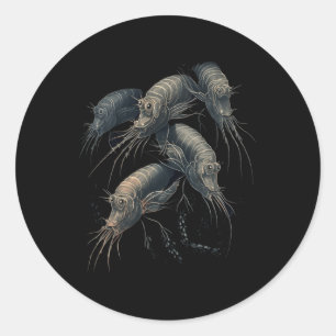 Pegatina Redonda Cristal de cóctel de camarón Prawn