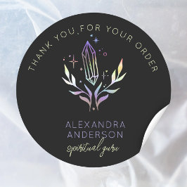 Pegatina Redonda Cristales místicos Purpurina holográfico Espiritua