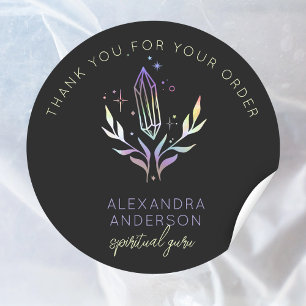 Pegatina Redonda Cristales místicos Purpurina holográfico Espiritua