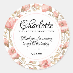 Pegatina Redonda Cristalización personalizada de la floración rosa