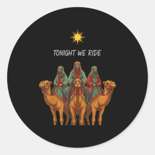 Pegatina Redonda Cristian Esta Noche Cabalgamos Navidad 3 Reyes Mag