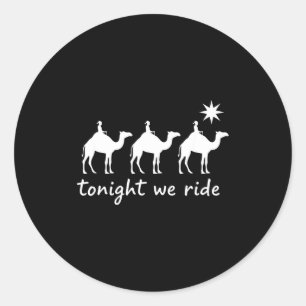 Pegatina Redonda Cristianas Esta Noche Cabalgamos Tres Hombres Sabi