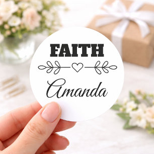 Pegatina Redonda Cristianismo del corazón de fe personalizado