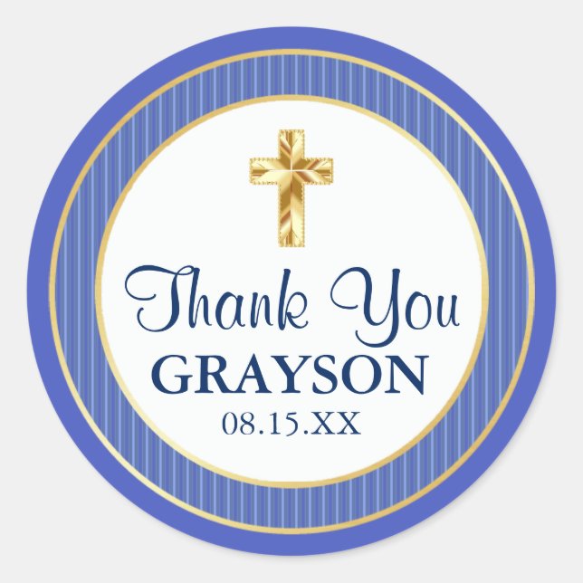 Pegatina Redonda Cristianismo y oro, bautismo, primera comunión (Anverso)