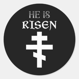Pegatina Redonda Cristiano de Pascua Se Eleva La Resurrección Ortod