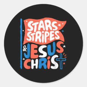 Pegatina Redonda Cristiano Groovy Jesucristo Estrellas 44 De