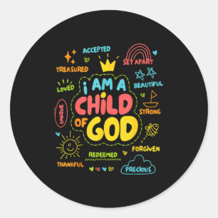 Pegatina Redonda Cristiano Soy Un Niño De Dios Jesús Fe Niños Tod