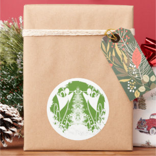 Pegatina Redonda Cristiano verde y blanco religioso