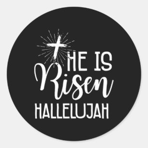 Pegatina Redonda Cristianos De Pascua Jesús Se Levanta Hallelujah H