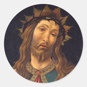 Pegatina Redonda Cristo coronado con ánimos por Sandro Botticelli