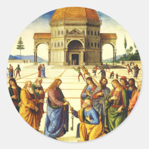 Pegatina Redonda Cristo entregando las llaves a San Pedro