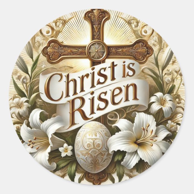 PEGATINA REDONDA CRISTO ES FLORAL DE RISEN EASTER (Anverso)