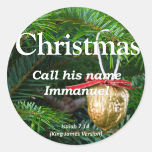 Pegatina Redonda Cristo es Navidades de Immanuel Isaías 7-14