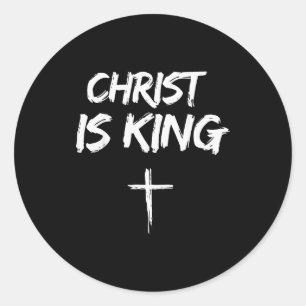 Pegatina Redonda Cristo Es Rey Jesús Católico Cristiano Cristiana