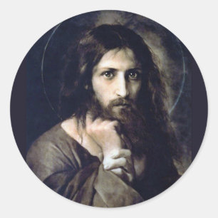 Pegatina Redonda Cristo Jesús el Salvador por Cornicelio