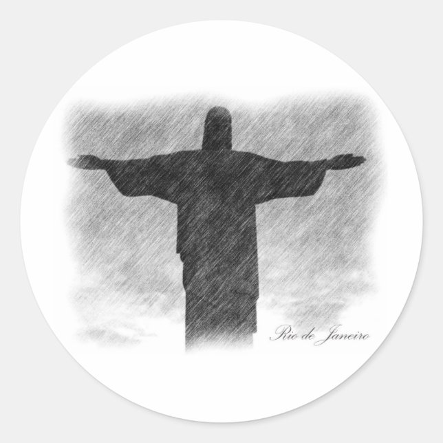 Pegatina Redonda Cristo Redentor 1 (Anverso)