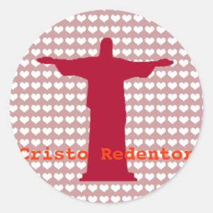Pegatina Redonda Cristo Redentor ~ rio de janeiro . brasil