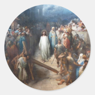 Pegatina Redonda Cristo saliendo del pretorio
