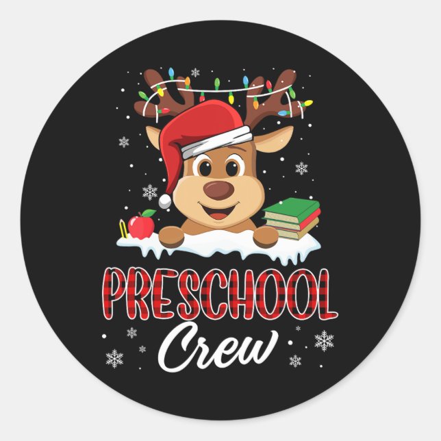 Pegatina Redonda Cristóbal de edad preescolar divertida profesora d (Anverso)