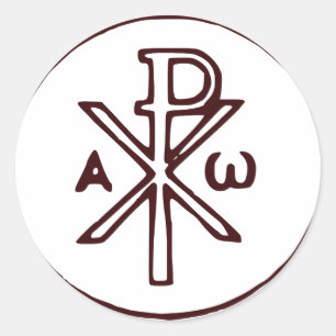 Pegatina Redonda Cristograma sagrado Chi-Rho Arte Fino