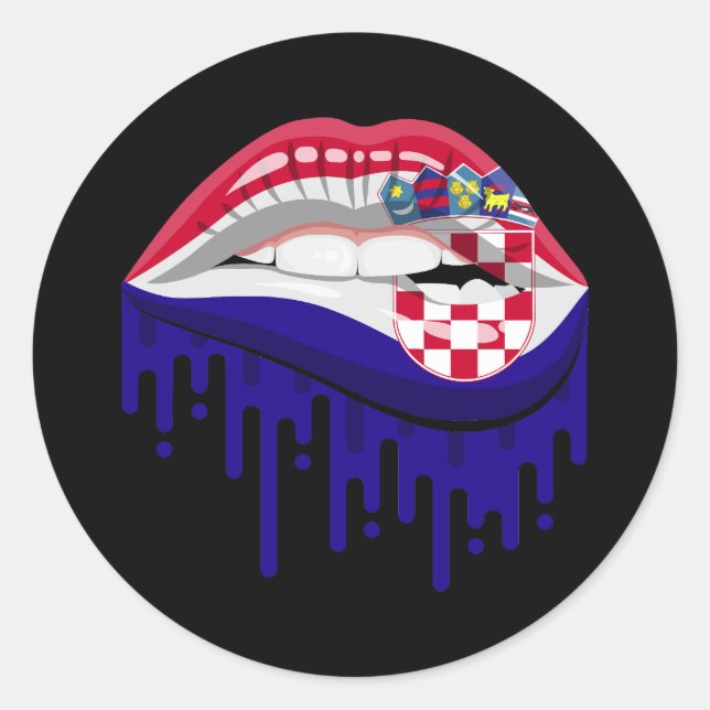 Pegatina Redonda Croacia: bandera de la raíz del orgullo (Anverso)