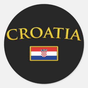 Pegatina Redonda Croacia dorada