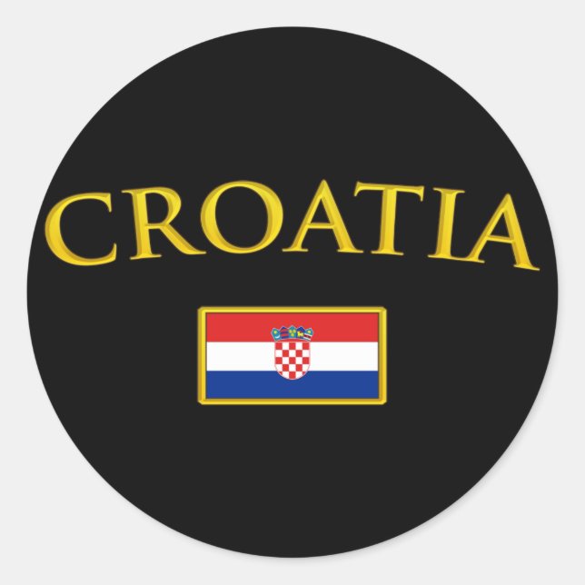 Pegatina Redonda Croacia dorada (Anverso)