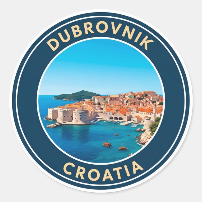 Pegatina Redonda Croacia Dubrovnik Viajes (Anverso)