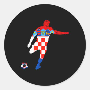 Pegatina Redonda Croacia Raíces croatas Jugador de fútbol croata Cr