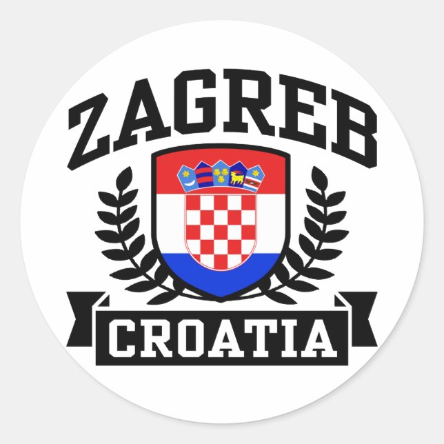 Pegatina Redonda Croacia Zagreb (Anverso)