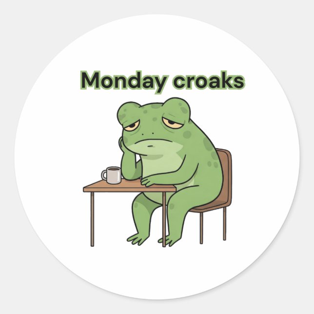 Pegatina Redonda Croaks de lunes (Anverso)