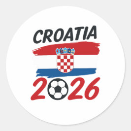 Pegatina Redonda Croatia 2026 Soccer Fan Design Flag Colors