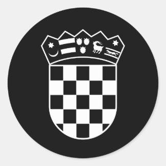 Pegatina Redonda Croatia coat of arms, simple, checkerboard